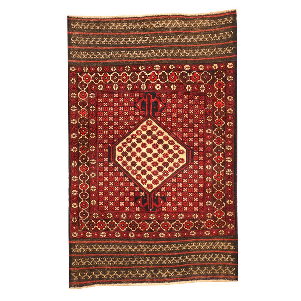 Handmade One-of-a-Kind Balouchi Wool Rug (Afghanistan) - 3' x 4'7
