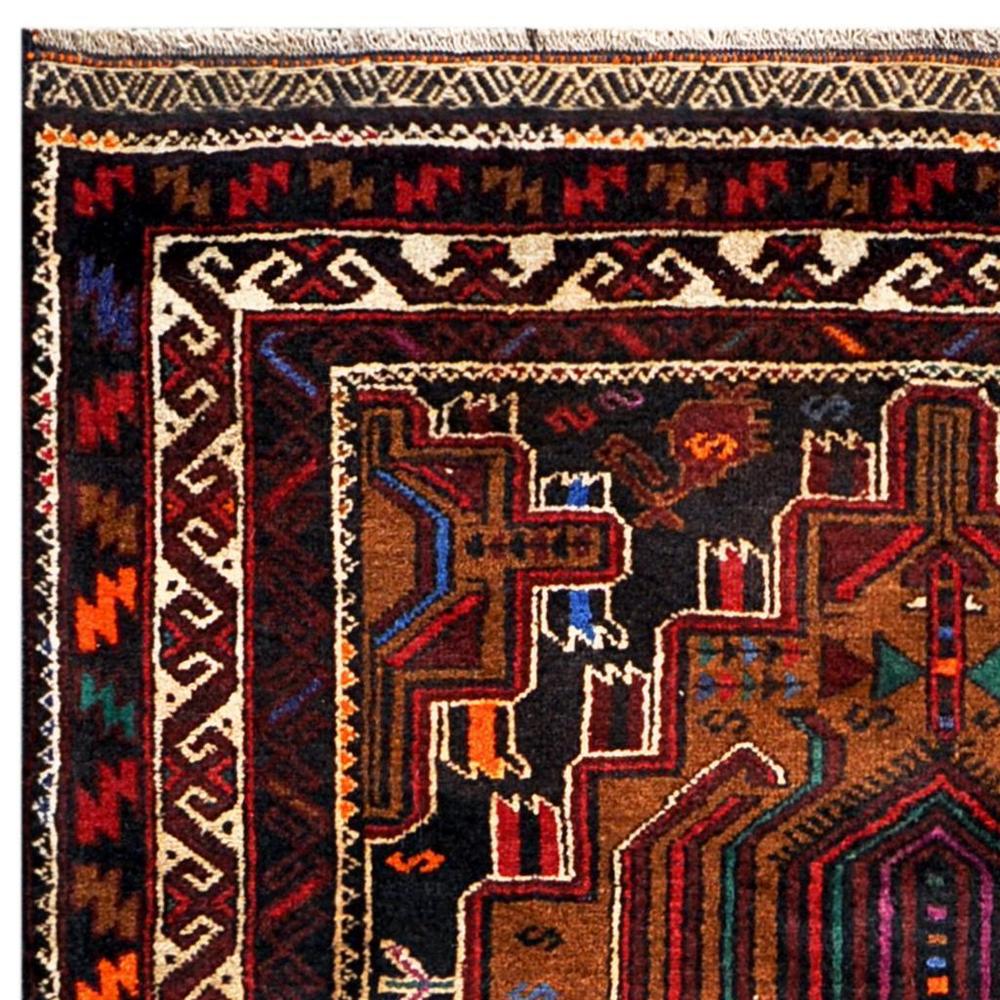 Handmade One-of-a-Kind Balouchi Wool Rug (Afghanistan) - 3'8 x 6'2