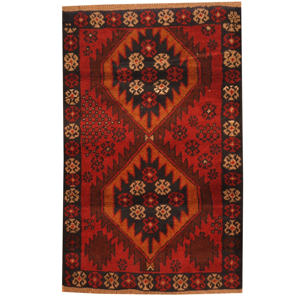 Handmade Herat Oriental Afghan Tribal Balouchi Wool Rug (Afghanistan) - 2'10 x 4'4
