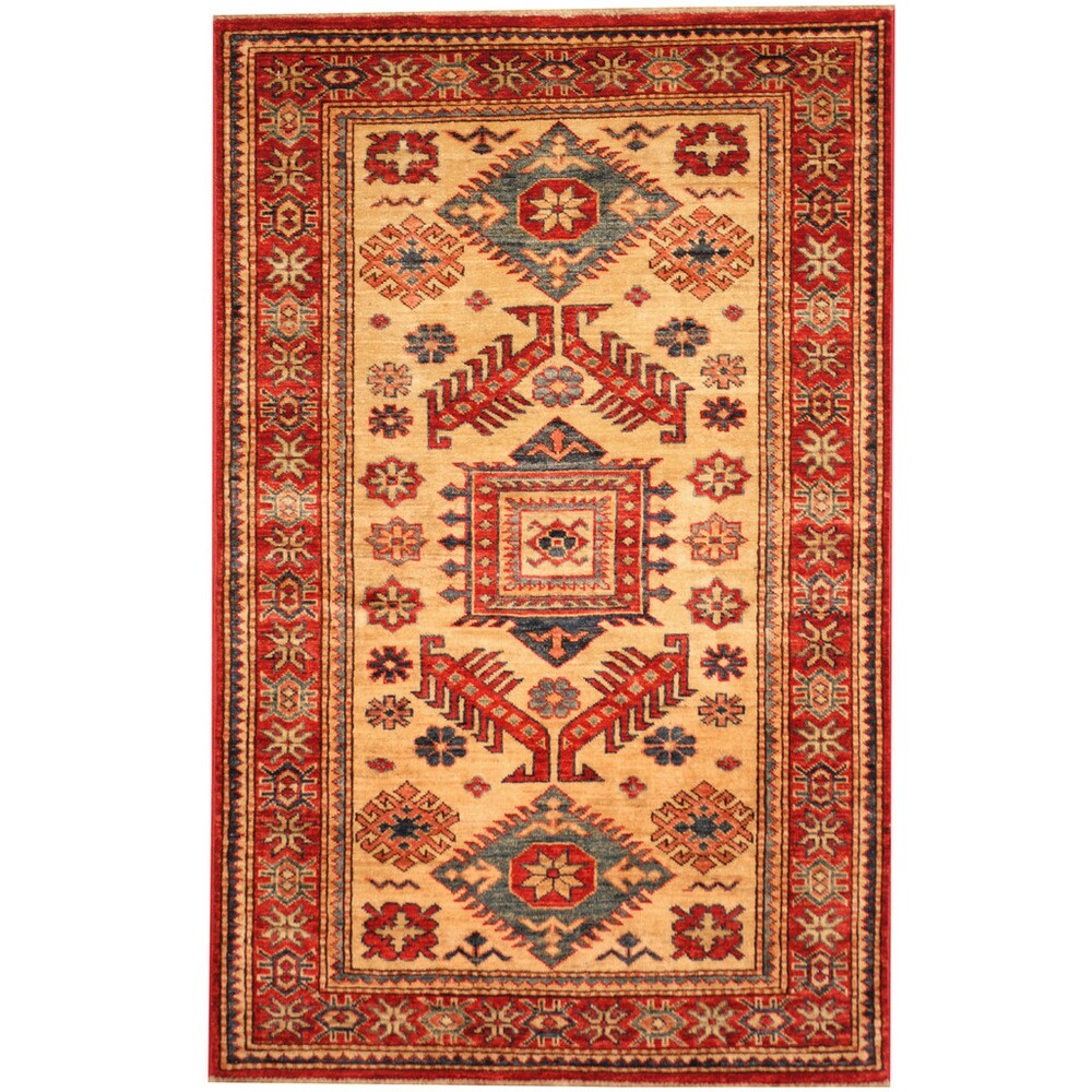 HERAT ORIENTAL Handmade One-of-a-Kind Super Kazak Wool Rug - 2'10 x 4'6