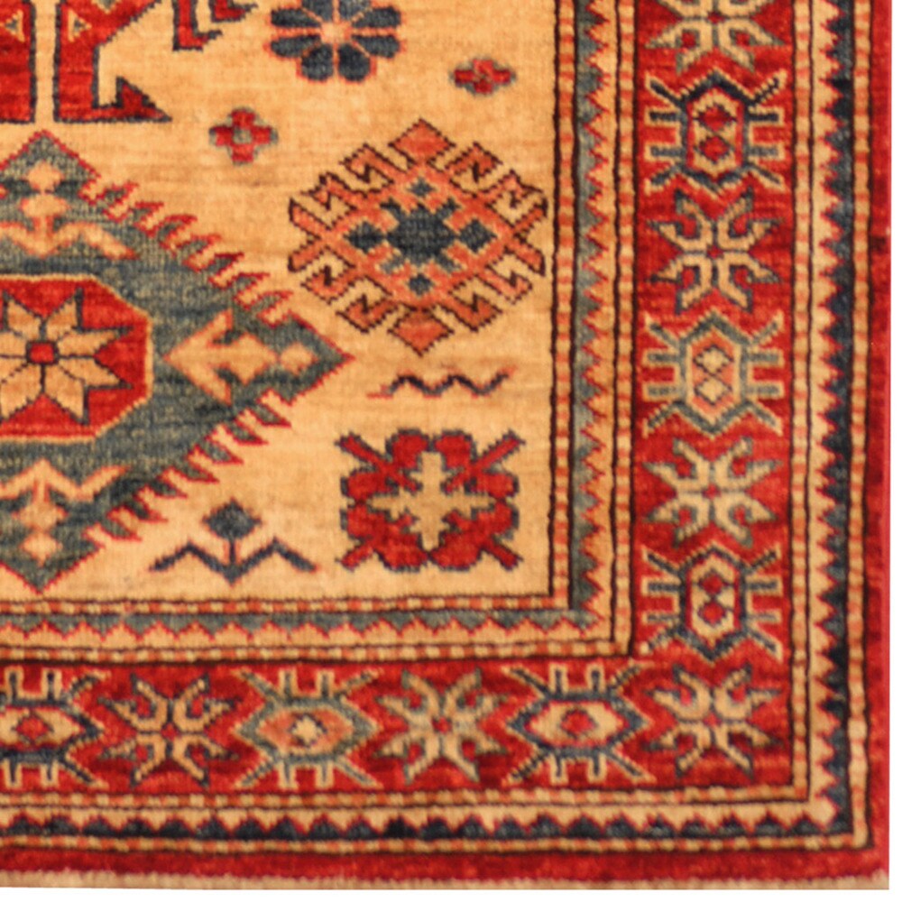 HERAT ORIENTAL Handmade One-of-a-Kind Super Kazak Wool Rug - 2'10 x 4'6