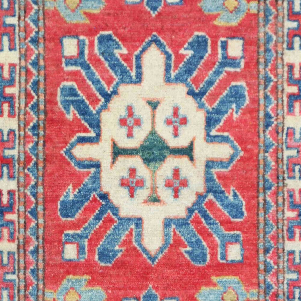 Handmade One-of-a-Kind Vegetable Dye Kazak Wool Rug (Afghanistan) - 1'10 x 3'3