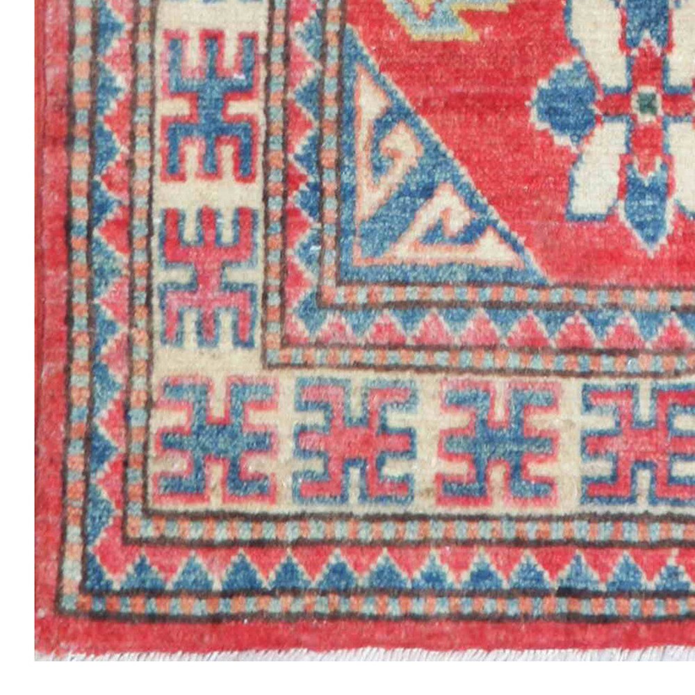 Handmade One-of-a-Kind Vegetable Dye Kazak Wool Rug (Afghanistan) - 1'10 x 3'3