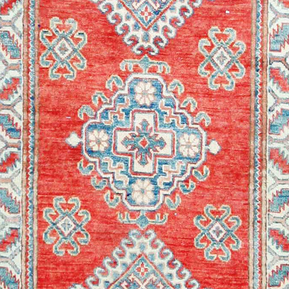 Handmade Herat Oriental Afghan Tribal Vegetable Dye Kazak Wool Runner (Afghanistan) - 2'10 x 11'5