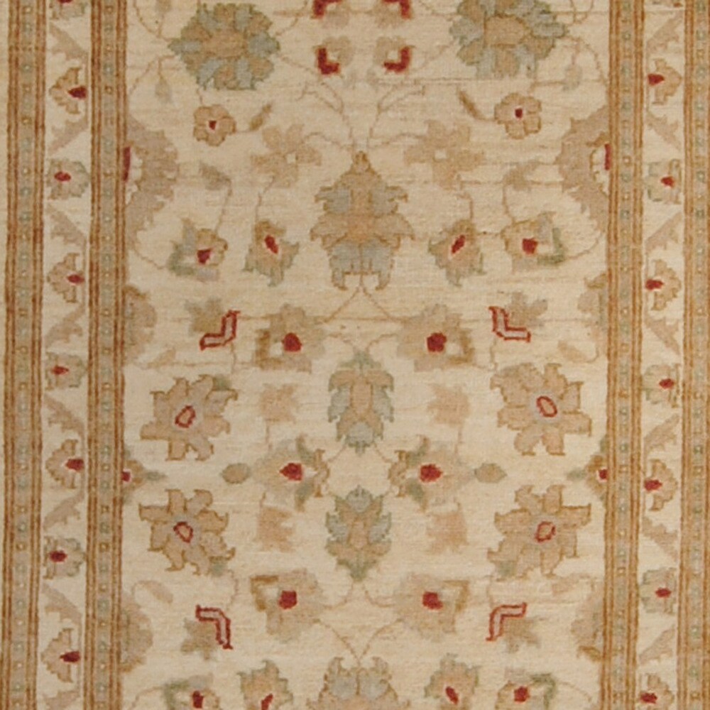 Handmade Herat Oriental Afghan Tribal Vegetable Dye Oushak Wool Rug (Afghanistan) - 2'6 x 13'6