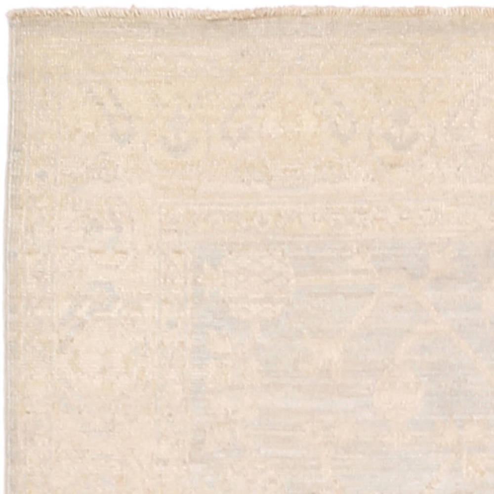 Handmade Herat Oriental Afghan Vegetable Dye Oushak Light Blue/ Ivory Wool Rug (Afghanistan) - 3'11 x 6'1