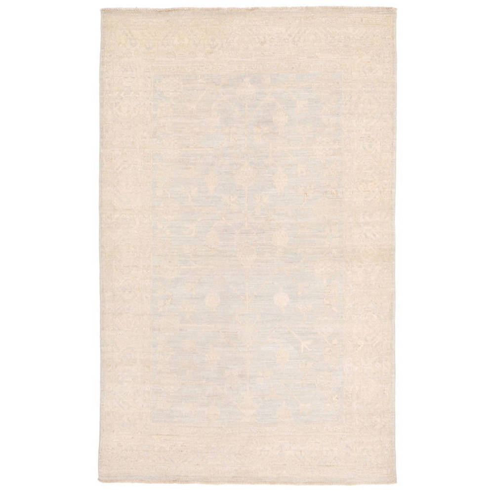 Handmade Herat Oriental Afghan Vegetable Dye Oushak Light Blue/ Ivory Wool Rug (Afghanistan) - 3'11 x 6'1