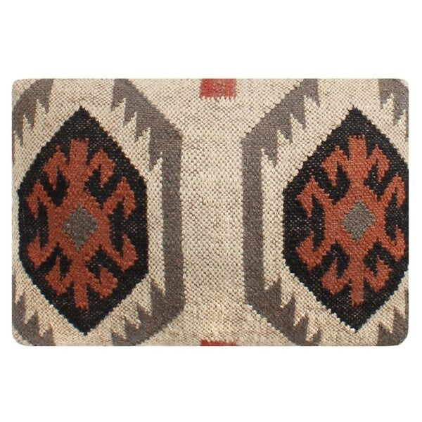 Handmade Indo Kilim Ottoman Footstool (India) - 18" x 12" x 12"