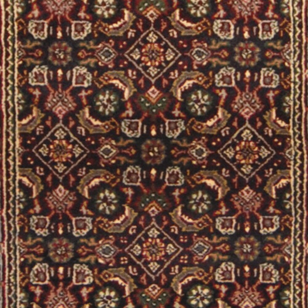 Handmade Herat Oriental Indo Bidjar Navy/ Red Wool Runner (India)