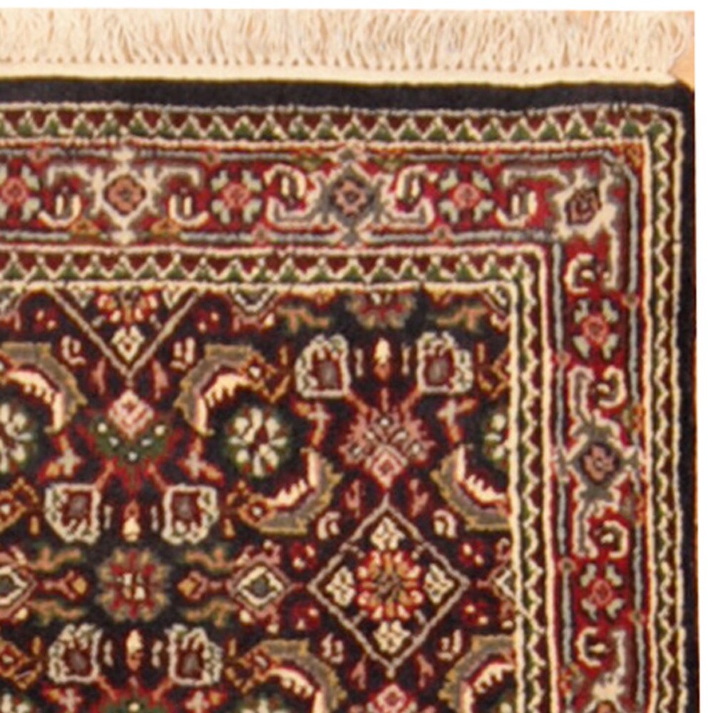Handmade Herat Oriental Indo Bidjar Navy/ Red Wool Runner (India)