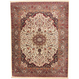 Herat Oriental Indo Hand-knotted Sarouk Ivory/ Gray Wool Rug (9' x 12') - 9' x 12'