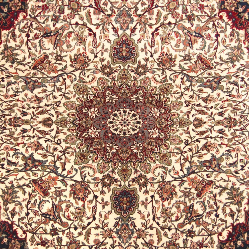 Herat Oriental Indo Hand-knotted Sarouk Ivory/ Gray Wool Rug (9' x 12') - 9' x 12'