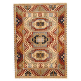 Handmade Herat Oriental Indo Tribal Kazak Wool Rug (India) - 5'7 x 8'