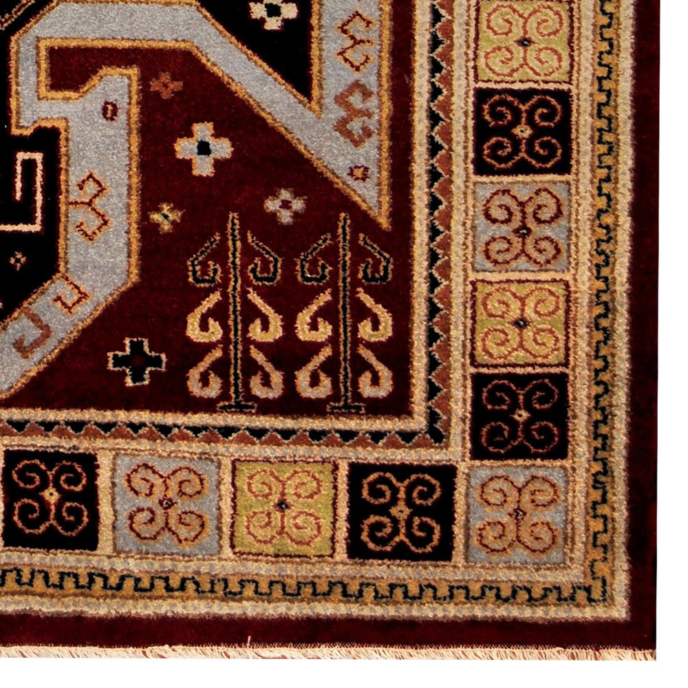 Handmade Herat Oriental Indo Tribal Kazak Wool Rug (India) - 8'1 x 10'