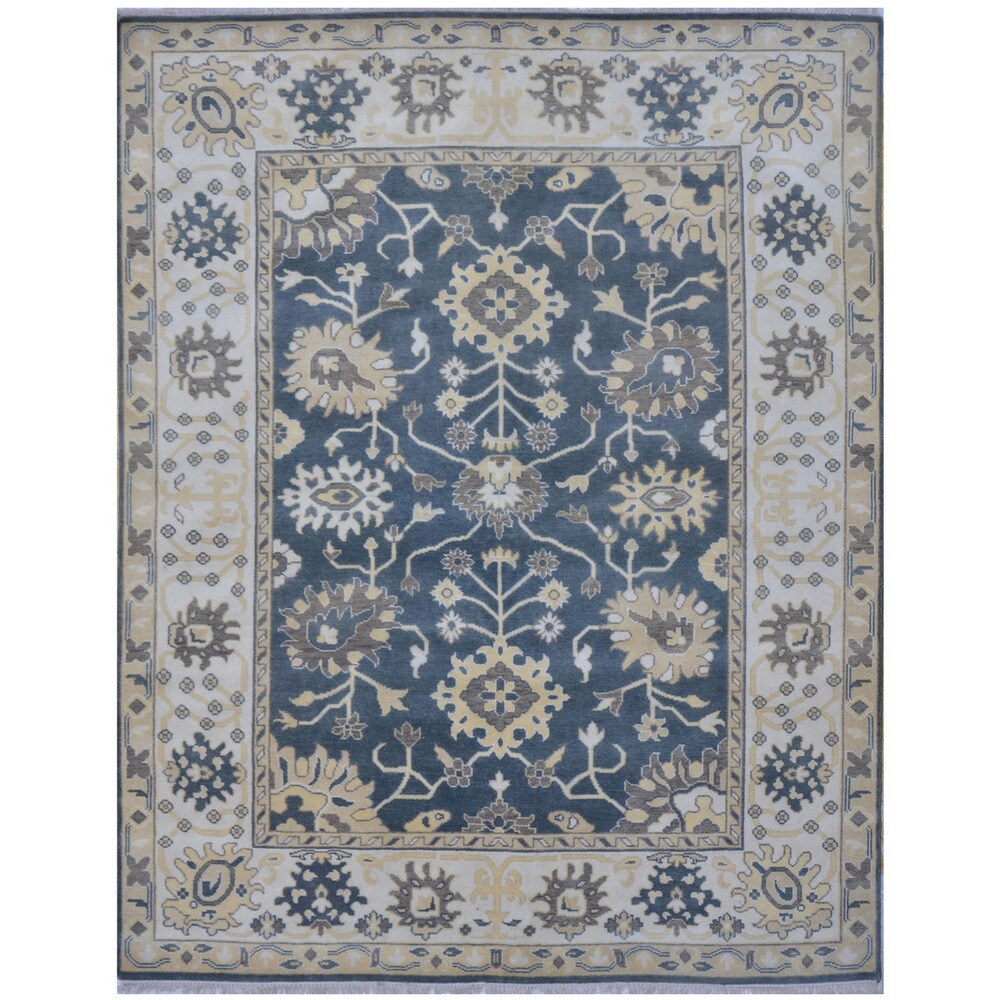 Handmade Herat Oriental Indo Tribal Oushak Wool Rug (India) - 8'1 x 10'