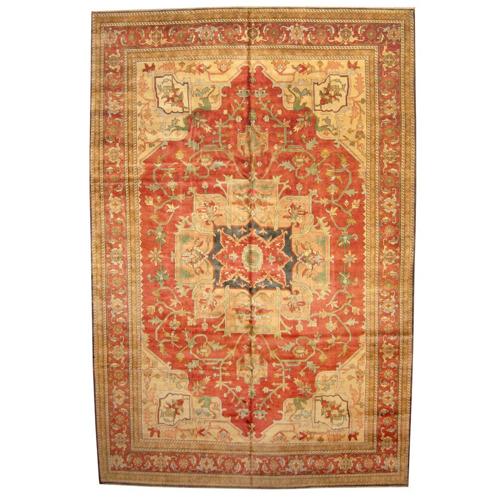 Handmade Herat Oriental Indo Vegetable Dye Serapi Wool Rug (India) - 12' x 18'