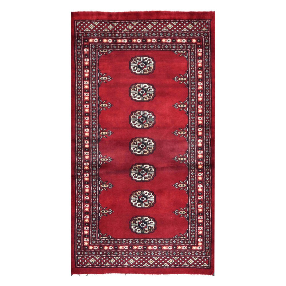 HERAT ORIENTAL Pakistani Hand-knotted Bokhara Red/ Ivory Wool Rug (2'4 x 4'3) - 2'4 x 4'3