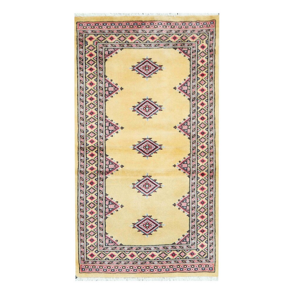 HERAT ORIENTAL Pakistani Hand-knotted Bokhara Yellow/ Salmon Wool Rug (2'4 x 4'3) - 2'4 x 4'3