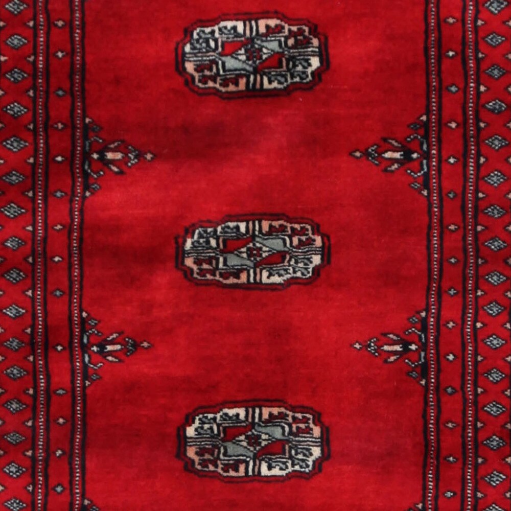 HERAT ORIENTAL Pakistani Hand-knotted Tribal Bokhara Red/ Gray Wool Rug (2'6 x 4') - 2'6 x 4'