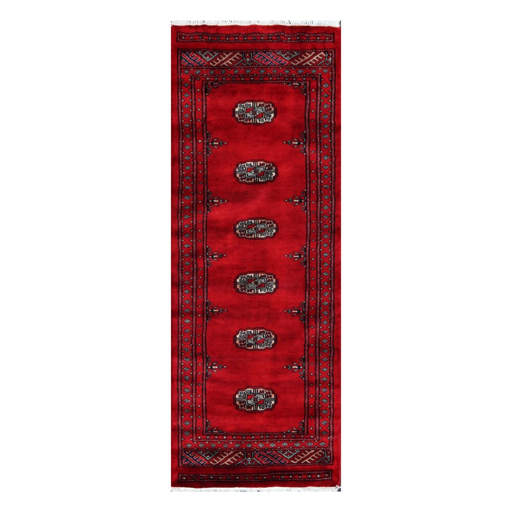 HERAT ORIENTAL Pakistani Hand-knotted Tribal Bokhara Red/ Gray Wool Rug (2'6 x 4') - 2'6 x 4'
