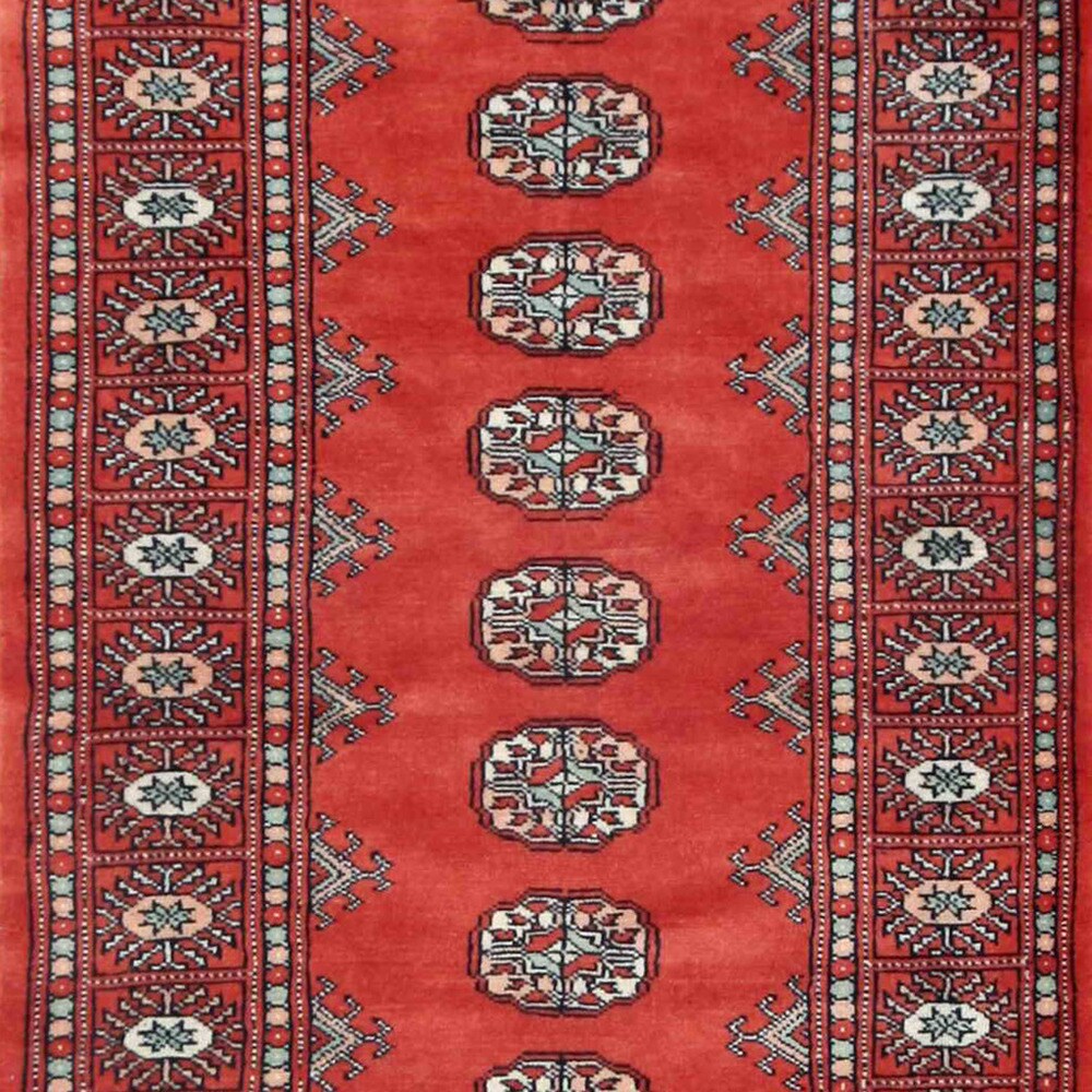 HERAT ORIENTAL Pakistani Hand-knotted Tribal Bokhara Red/ Gray Wool Rug (2'7 x 10'1) - 2'7 x 10'1