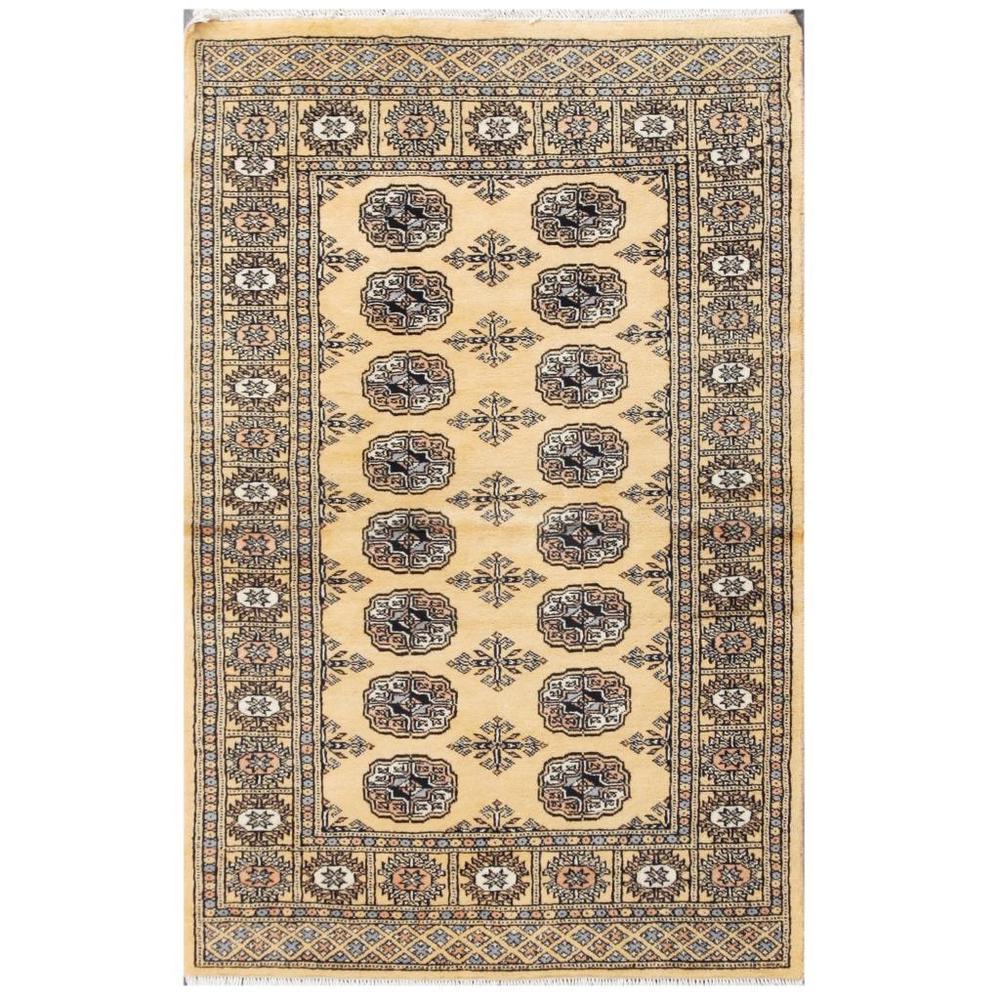 HERAT ORIENTAL Handmade One-of-a-Kind Bokhara Wool Rug - 3'1 x 4'10