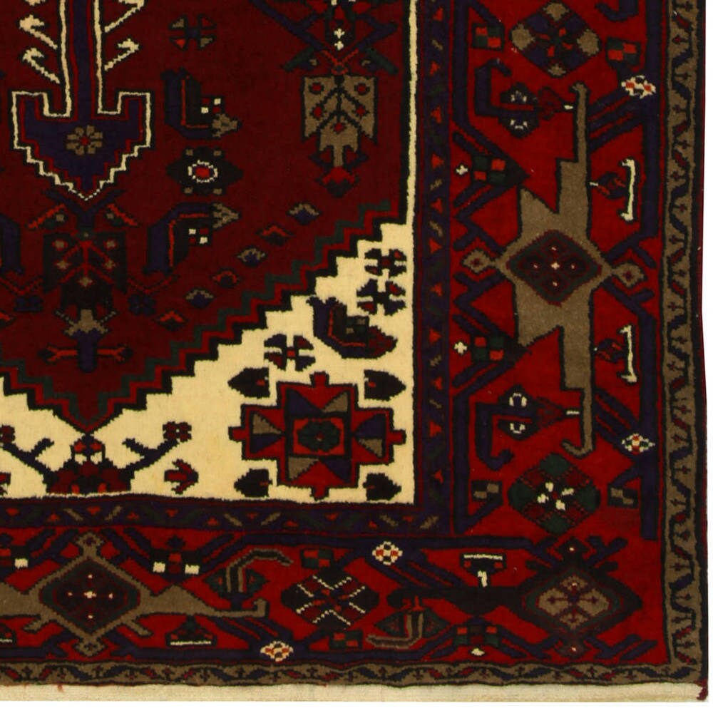 HERAT ORIENTAL Persian Hand-knotted Tribal Geometric Hamadan Wool Rug - 4'1 x 6'3