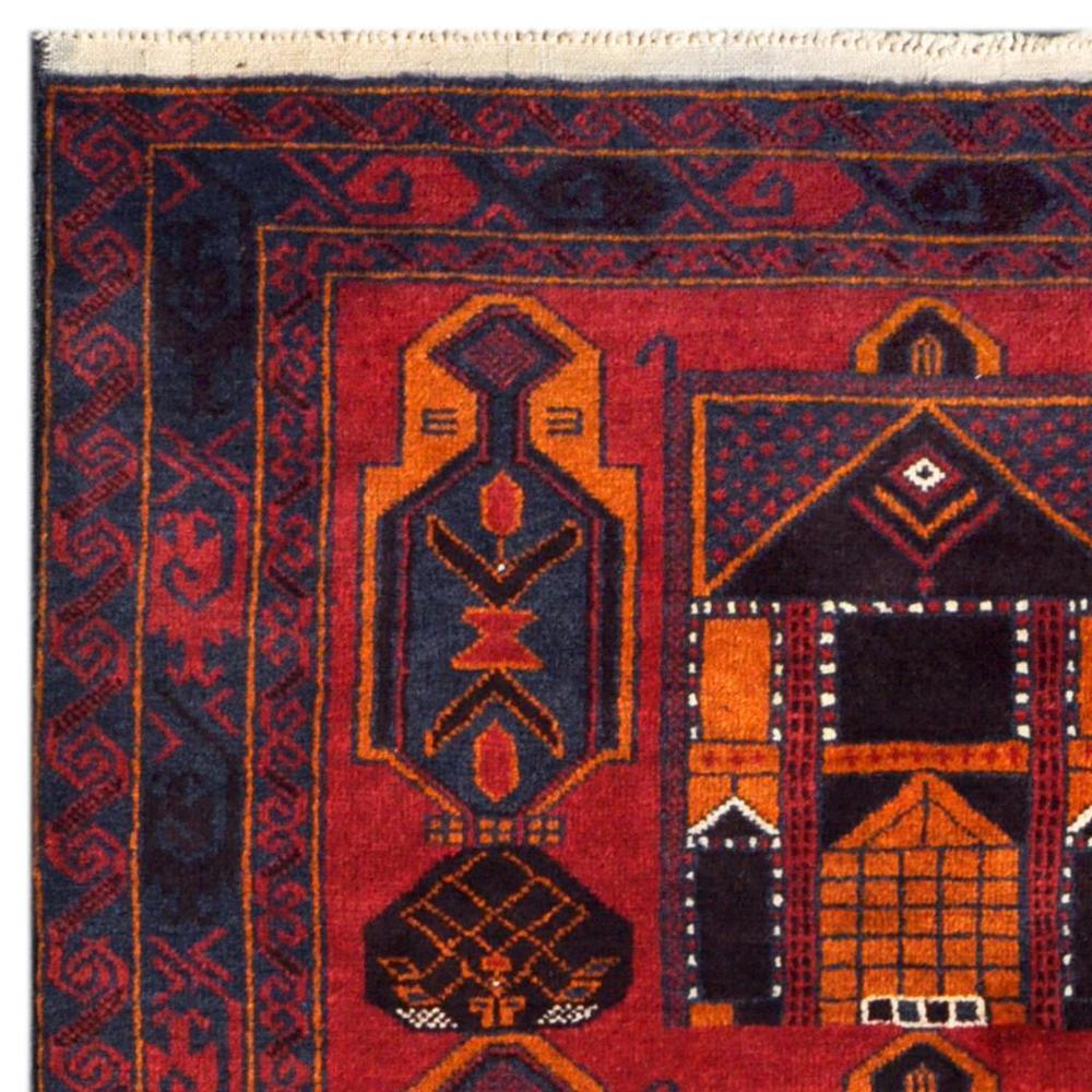 HERAT ORIENTAL Handmade One-of-a-Kind Balouchi Wool Rug - 3'6 x 6'7