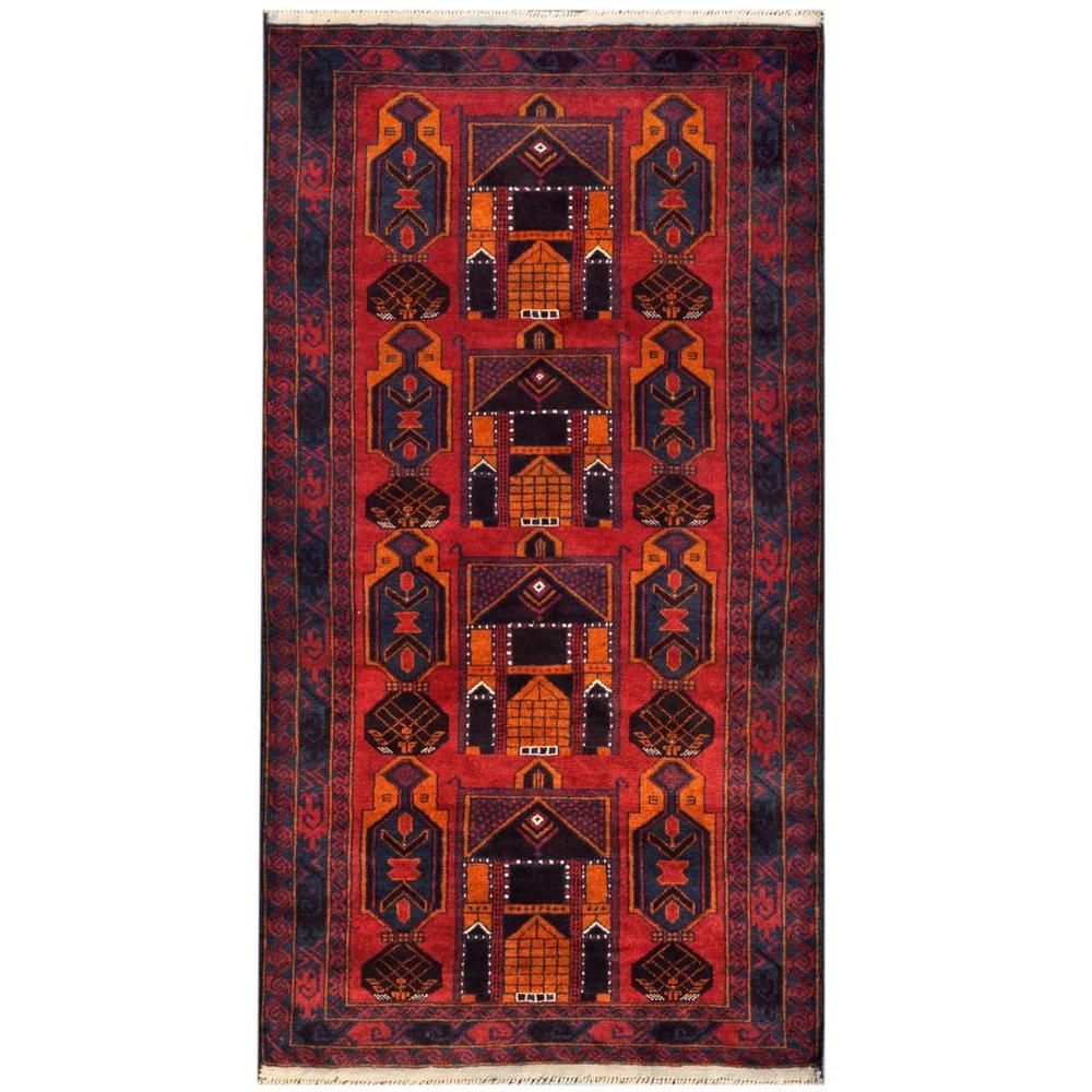 HERAT ORIENTAL Handmade One-of-a-Kind Balouchi Wool Rug - 3'6 x 6'7