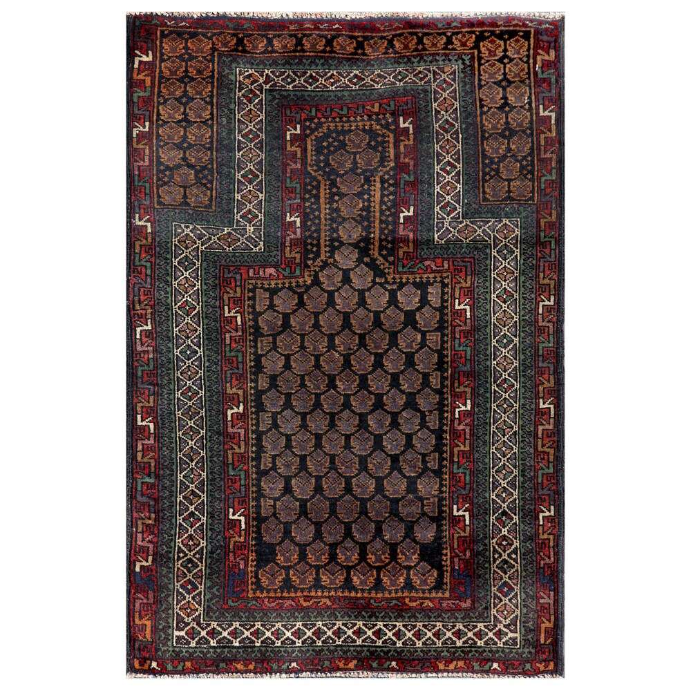 Handmade Herat Oriental Semi-antique Afghan Tribal Balouchi Wool Area