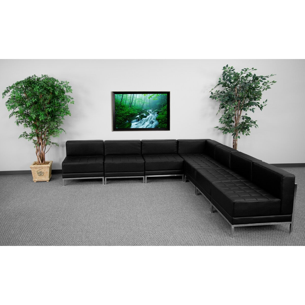 7 Piece LeatherSoft Modular Sectional Configuration - Stainless Steel Legs