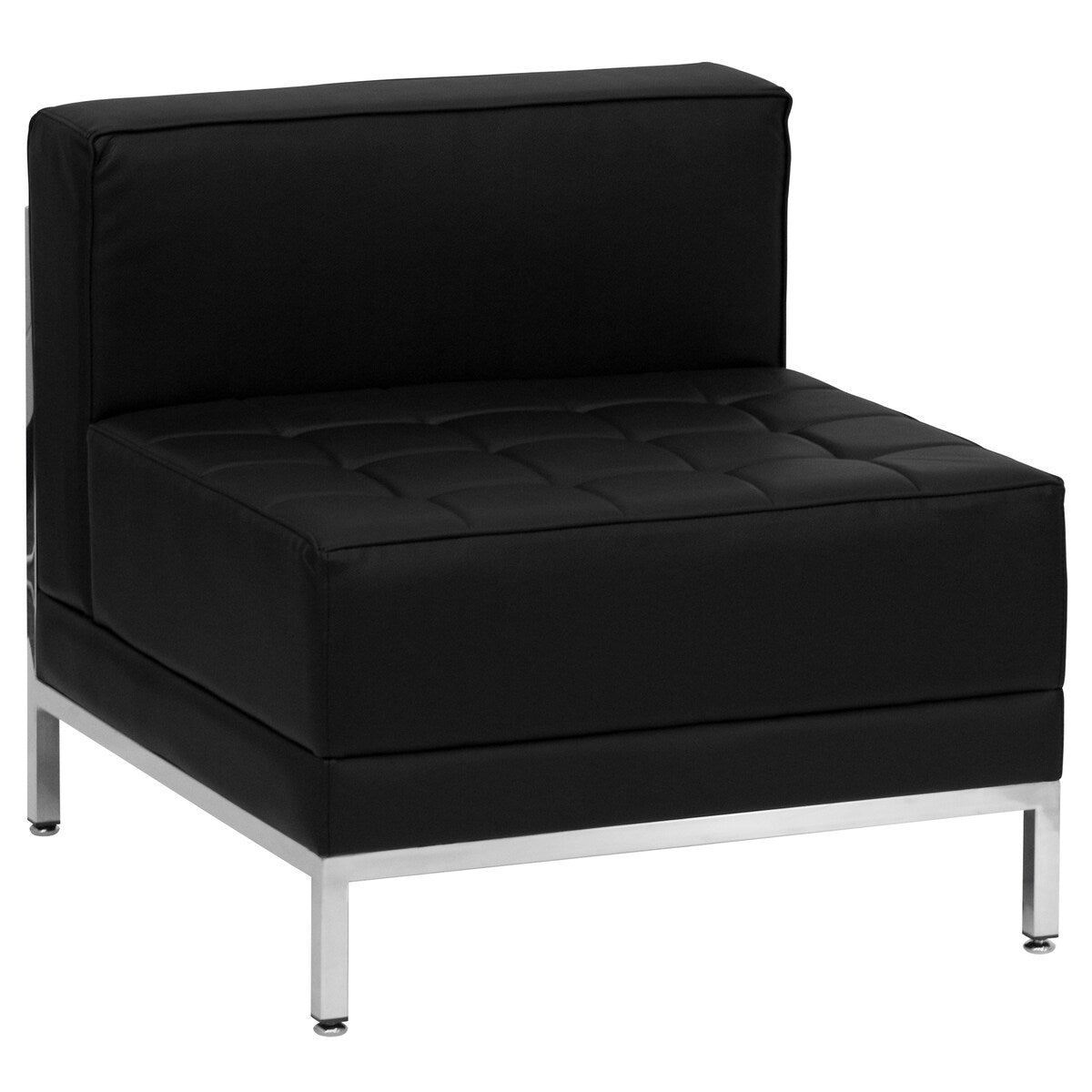 7 Piece LeatherSoft Modular Sectional Configuration - Stainless Steel Legs