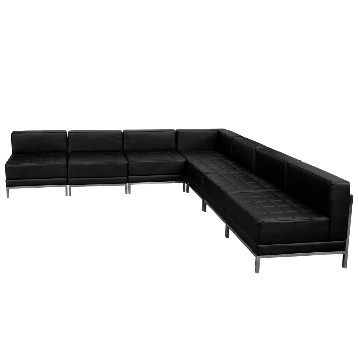 7 Piece LeatherSoft Modular Sectional Configuration - Stainless Steel Legs