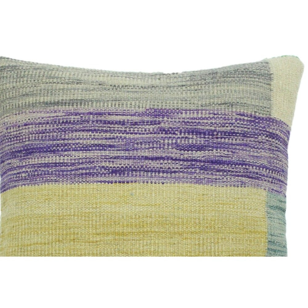 Heredia Gold/Purple Hand-Woven Kilim Throw Pillow -18"x18"