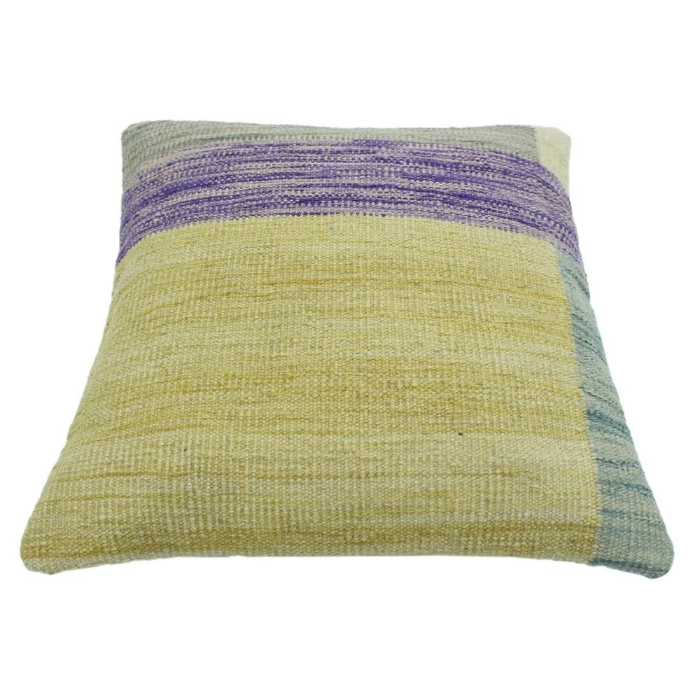 Heredia Gold/Purple Hand-Woven Kilim Throw Pillow -18"x18"