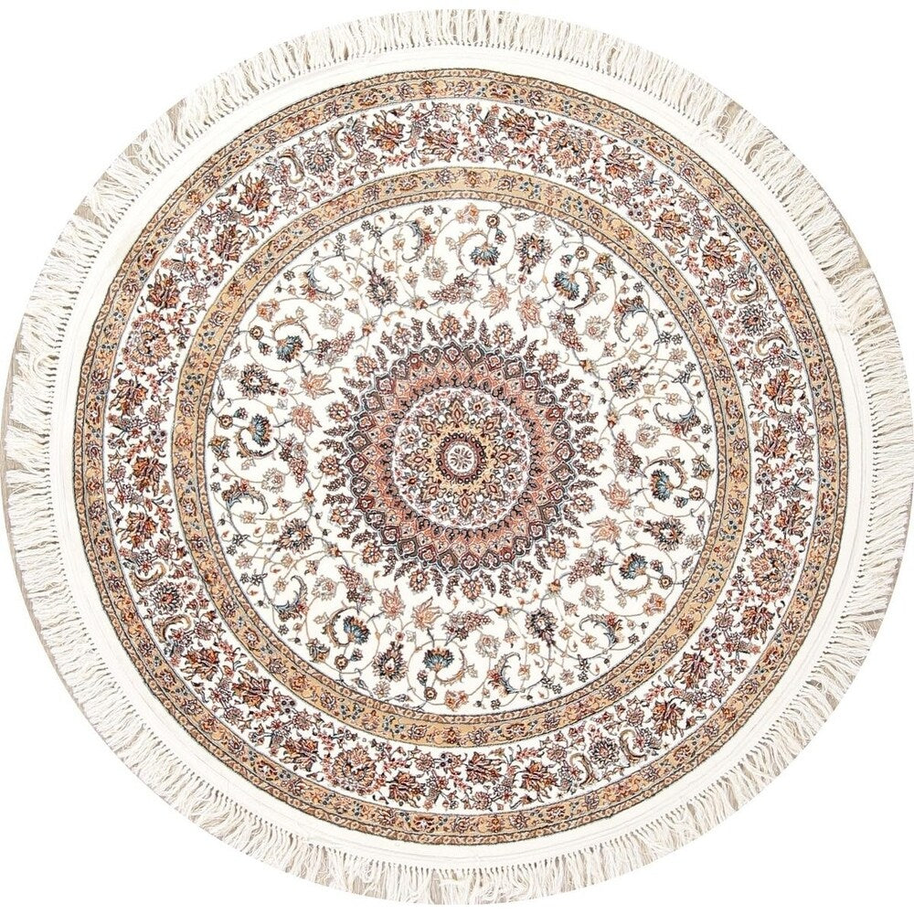Copper Grove Gilleleje Floral Wool Acrylic Heat-Set Turkish Oriental Rug - 5'0" x 5'0" Round