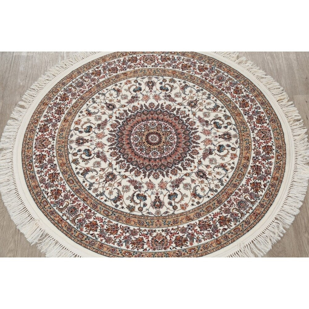Copper Grove Gilleleje Floral Wool Acrylic Heat-Set Turkish Oriental Rug - 5'0" x 5'0" Round