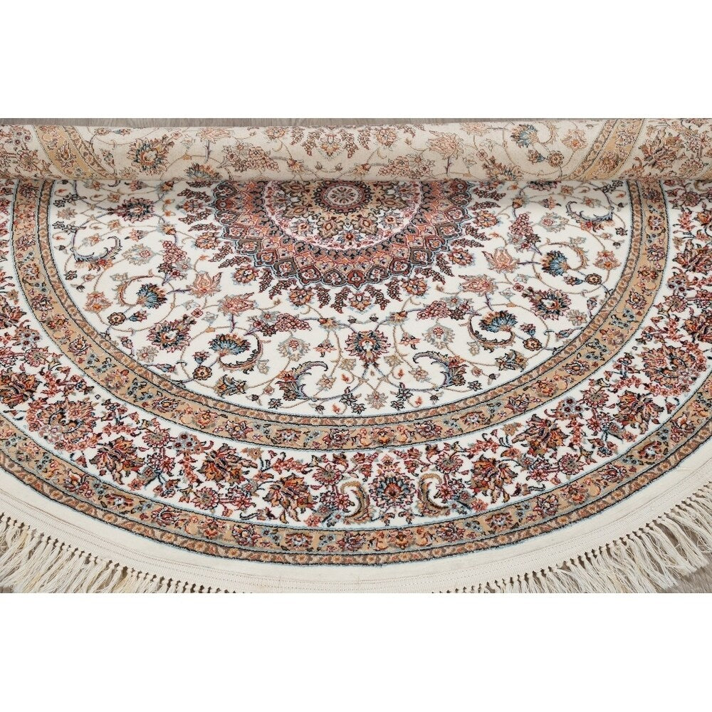 Copper Grove Gilleleje Floral Wool Acrylic Heat-Set Turkish Oriental Rug - 5'0" x 5'0" Round
