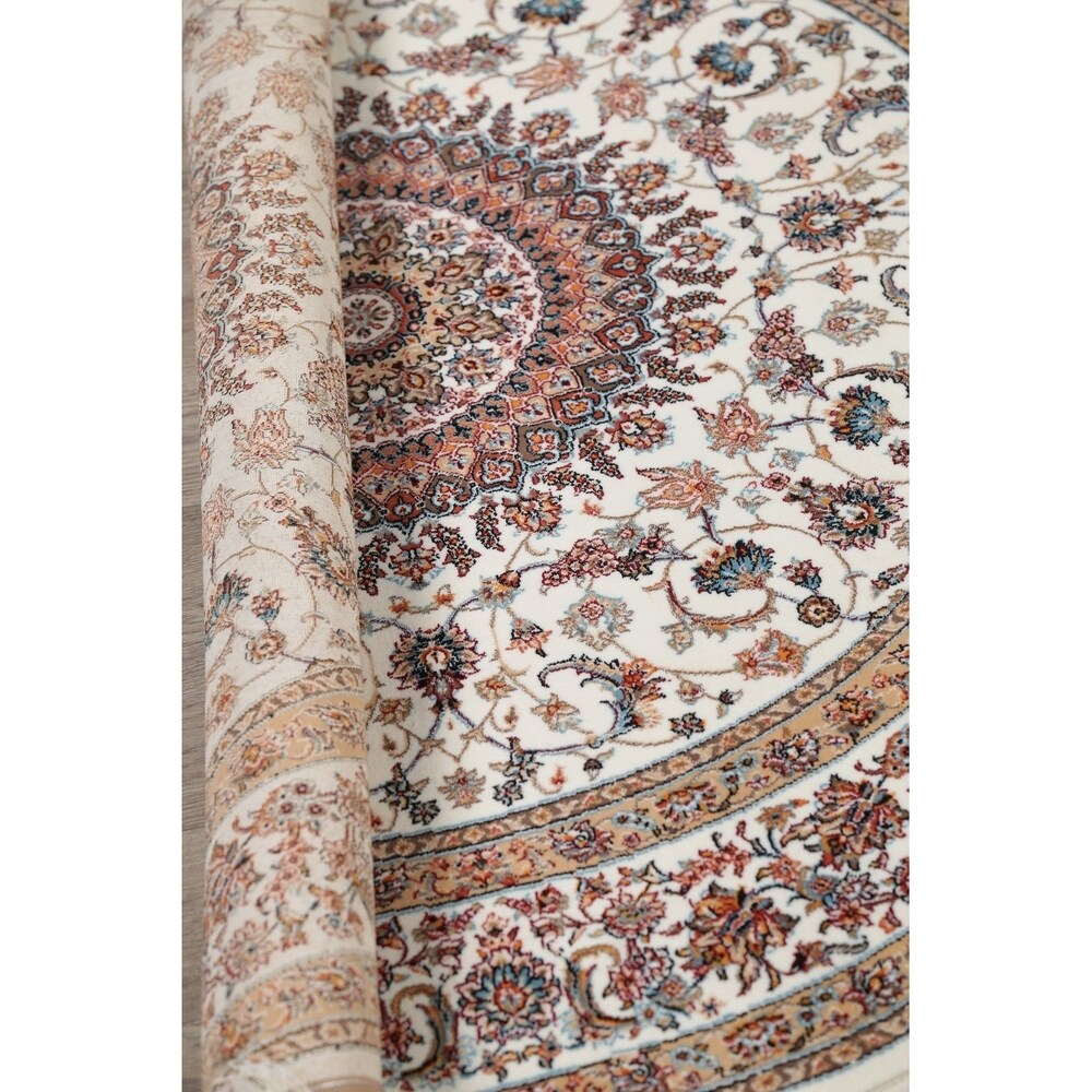 Copper Grove Gilleleje Floral Wool Acrylic Heat-Set Turkish Oriental Rug - 5'0" x 5'0" Round