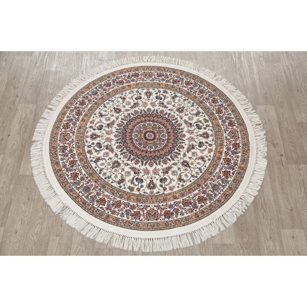 Copper Grove Gilleleje Floral Wool Acrylic Heat-Set Turkish Oriental Rug - 5'0" x 5'0" Round