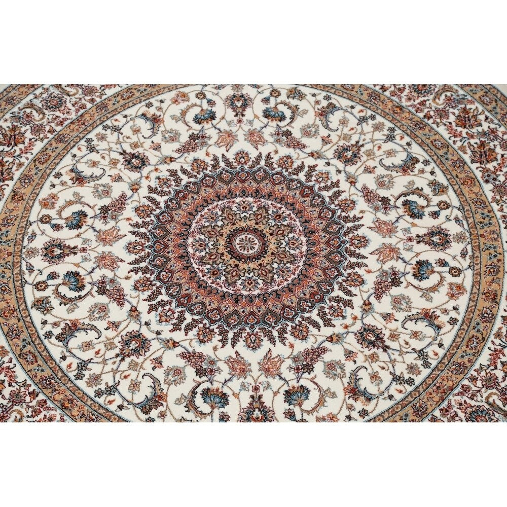 Copper Grove Gilleleje Floral Wool Acrylic Heat-Set Turkish Oriental Rug - 5'0" x 5'0" Round