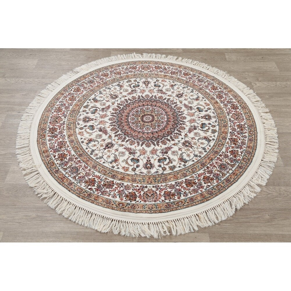 Copper Grove Gilleleje Floral Wool Acrylic Heat-Set Turkish Oriental Rug - 5'0" x 5'0" Round