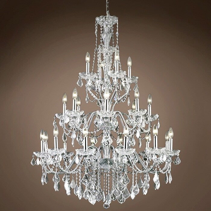 Heritage 24 Light 36" Chrome Chandelier with European/Swarovski Crystals - 49.00