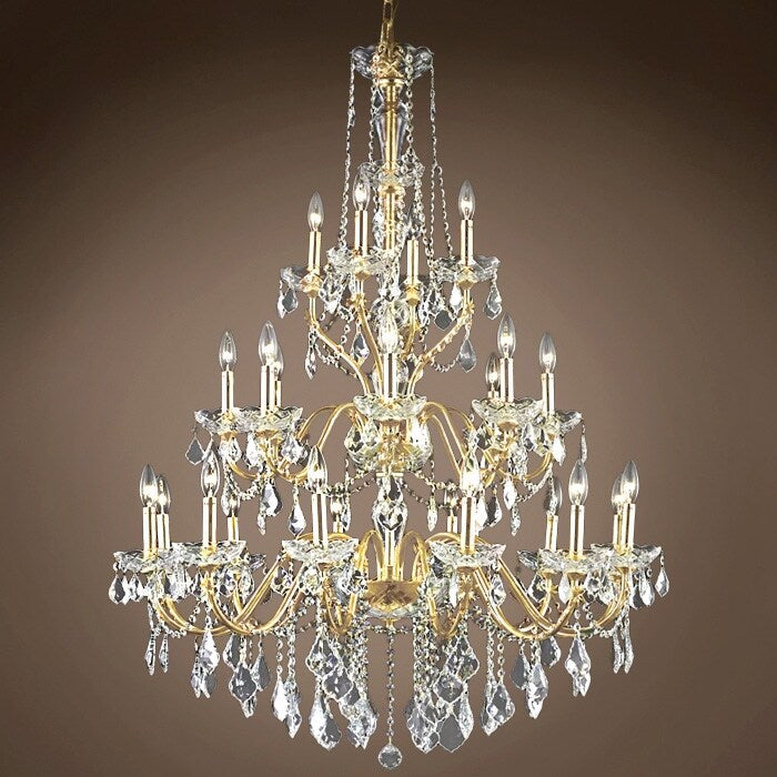 Heritage 24 Light 36" Gold Chandelier with Clear European Crystal & Led Bulb - 49.00