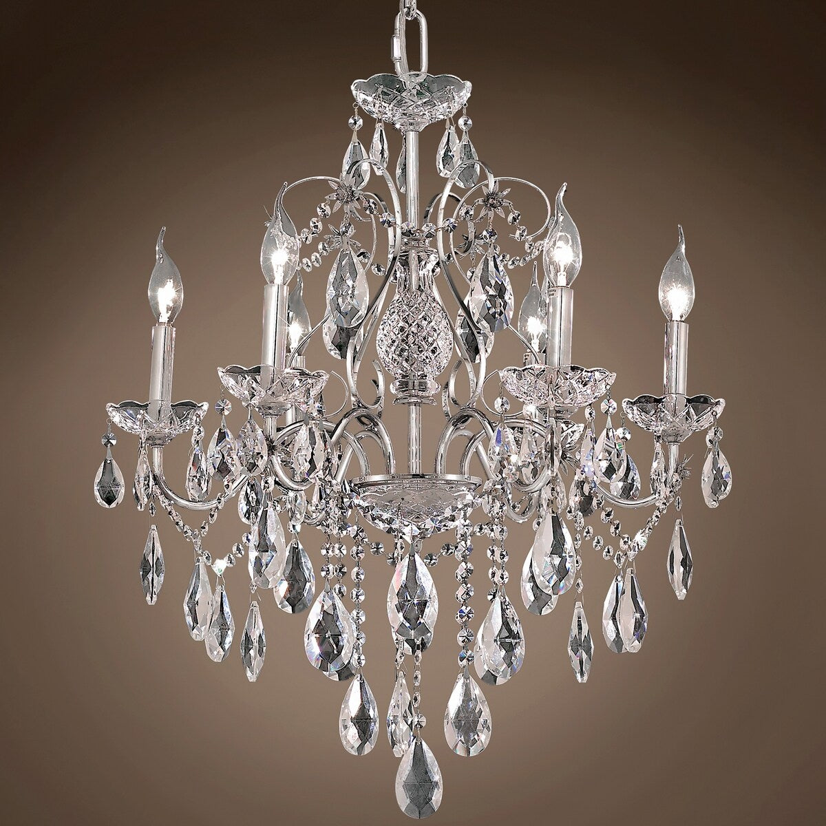 Heritage 6 Light 24" Chrome Chandelier with Clear Asfour Crystals - 21.00