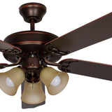 Heritage Home Bronze Ceiling Fan with LED Lights, Overhead Fixture with Dual Mount for Flush or Downrod Hanging
