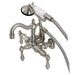Kingston Brass Heritage Three-Handle 2-Hole Wall Mount Clawfoot Tub Faucet with Hand Shower