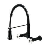 Kingston Brass Heritage Two-Handle Wall-Mount Pull-Down Sprayer Kitchen Faucet