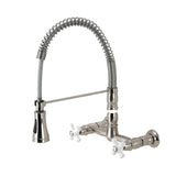 Kingston Brass Heritage Two-Handle Wall-Mount Pull-Down Sprayer Kitchen Faucet