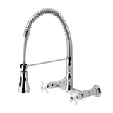 Kingston Brass Heritage Two-Handle Wall-Mount Pull-Down Sprayer Kitchen Faucet